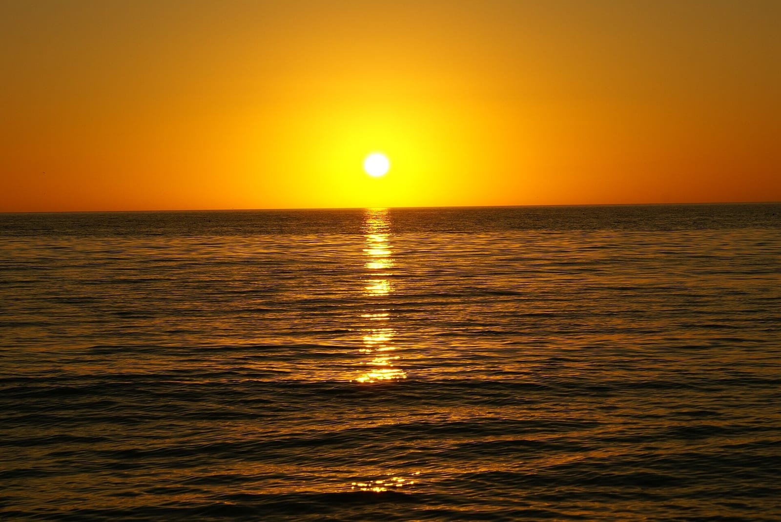 Allison Hagerup Beach: sunset over ocean with sun reflecting on water