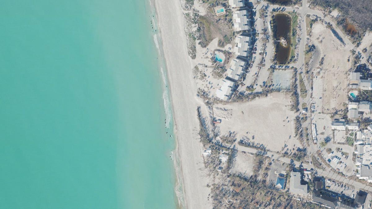 Aerial view of Allison Hagerup Beach in Florida, shoreline and surroundings, USDA NAIP imagery from May 2023