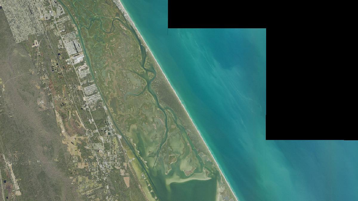 Aerial view of Apollo Beach in Florida, shoreline and surroundings, USDA NAIP imagery from May 2023