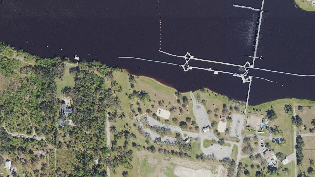 Aerial view of Beach Area in Florida, shoreline and surroundings, USDA NAIP imagery from May 2023