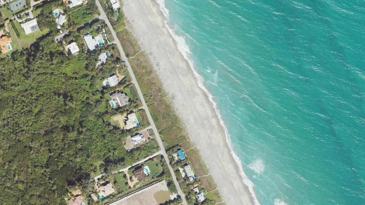 Aerial view of Bonair Beach in Florida, shoreline and surroundings, USDA NAIP imagery from May 2023