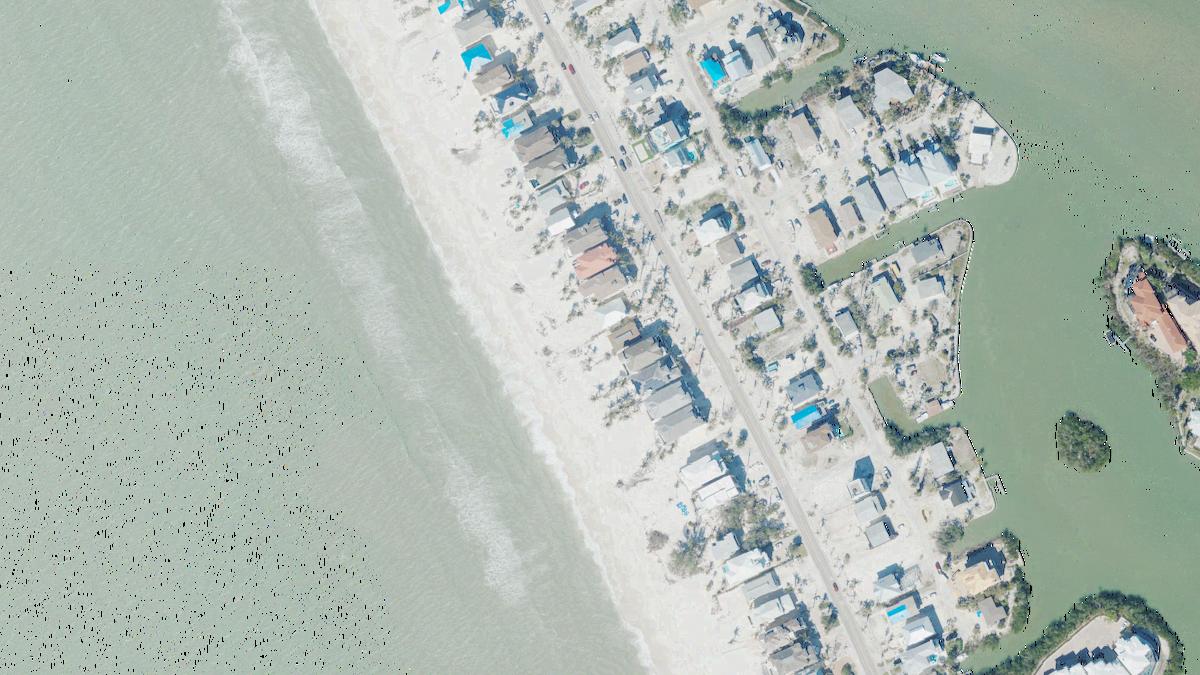 Aerial view of Bonita Beach in Florida, shoreline and surroundings, USDA NAIP imagery from May 2023