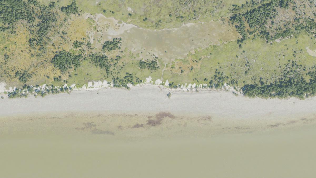 Aerial view of Clubhouse Beach in Florida, shoreline and surroundings, USDA NAIP imagery from May 2023