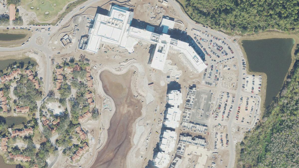 Aerial view of Conrad Beach in Florida, shoreline and surroundings, USDA NAIP imagery from May 2023