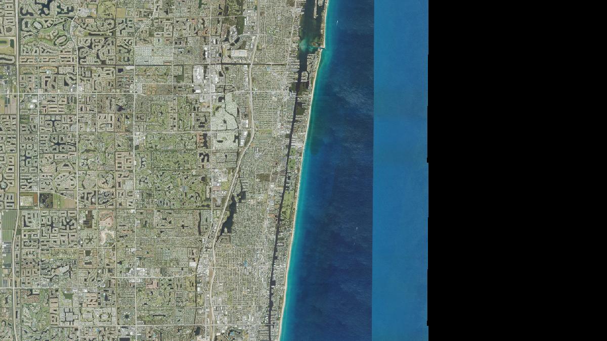 Aerial view of Delray Public Beach in Delray Beach, Florida, shoreline and surroundings, USDA NAIP imagery from May 2023
