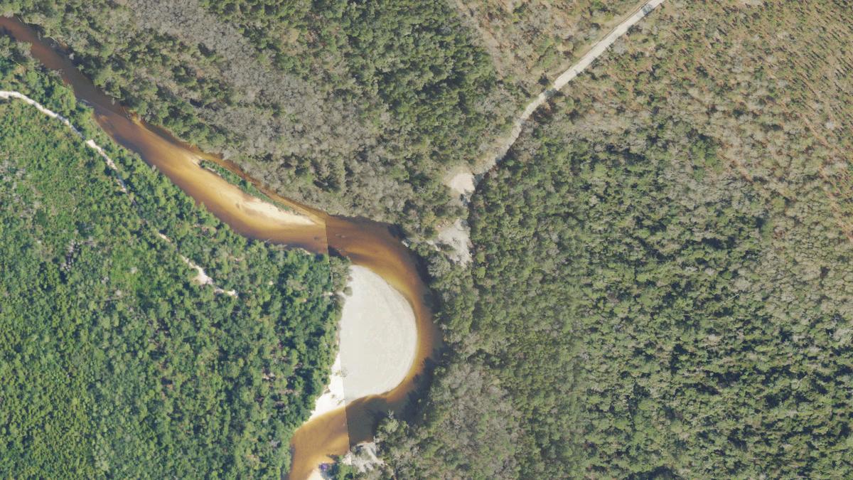 Aerial view of Fillingim Landing in Florida, shoreline and surroundings, USDA NAIP imagery from May 2023