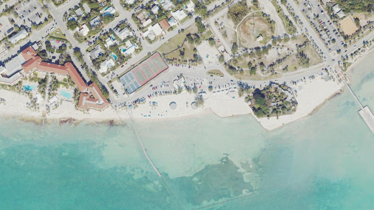 Aerial view of Higgs Beach in Key West, Florida, shoreline and surroundings, USDA NAIP imagery from May 2023