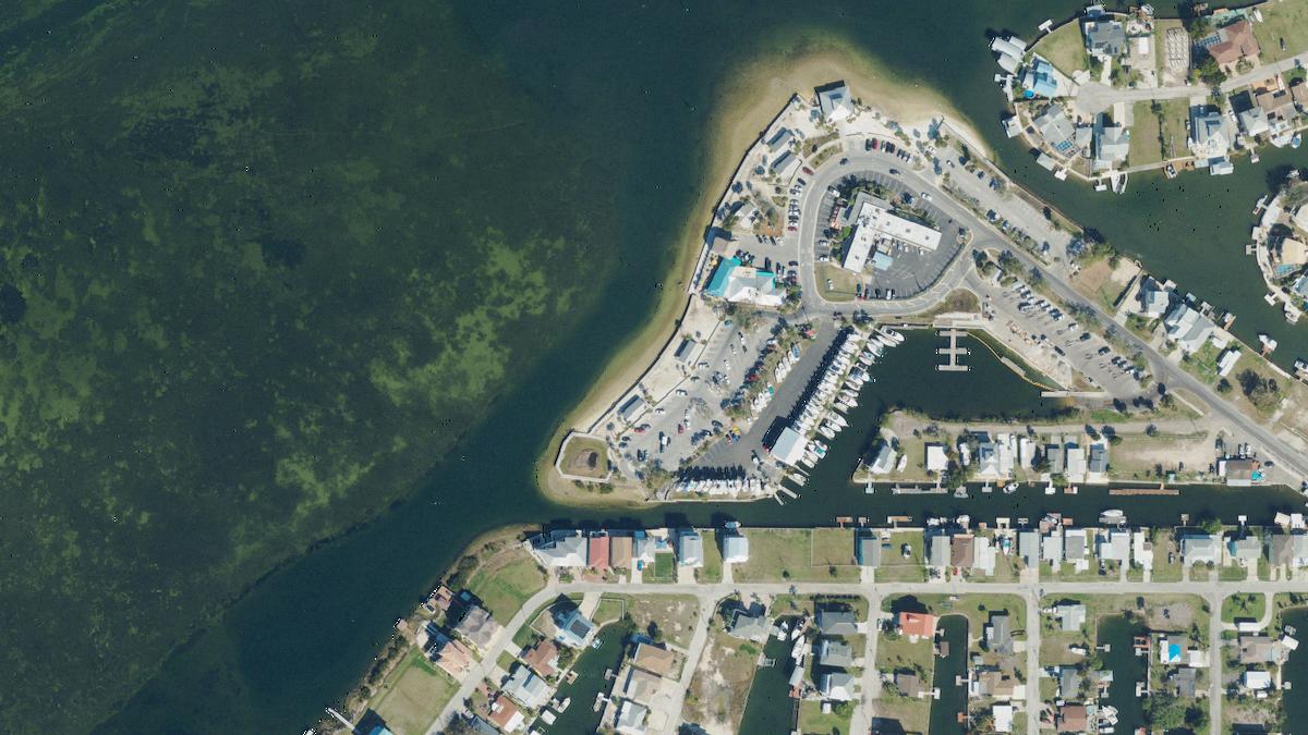 Aerial view of Hudson Beach in Florida, shoreline and surroundings, USDA NAIP imagery from 2026