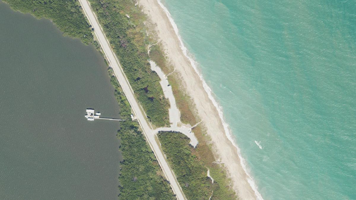 Aerial view of Jensen Beach in Stuart, Florida, shoreline and surroundings, USDA NAIP imagery from May 2023