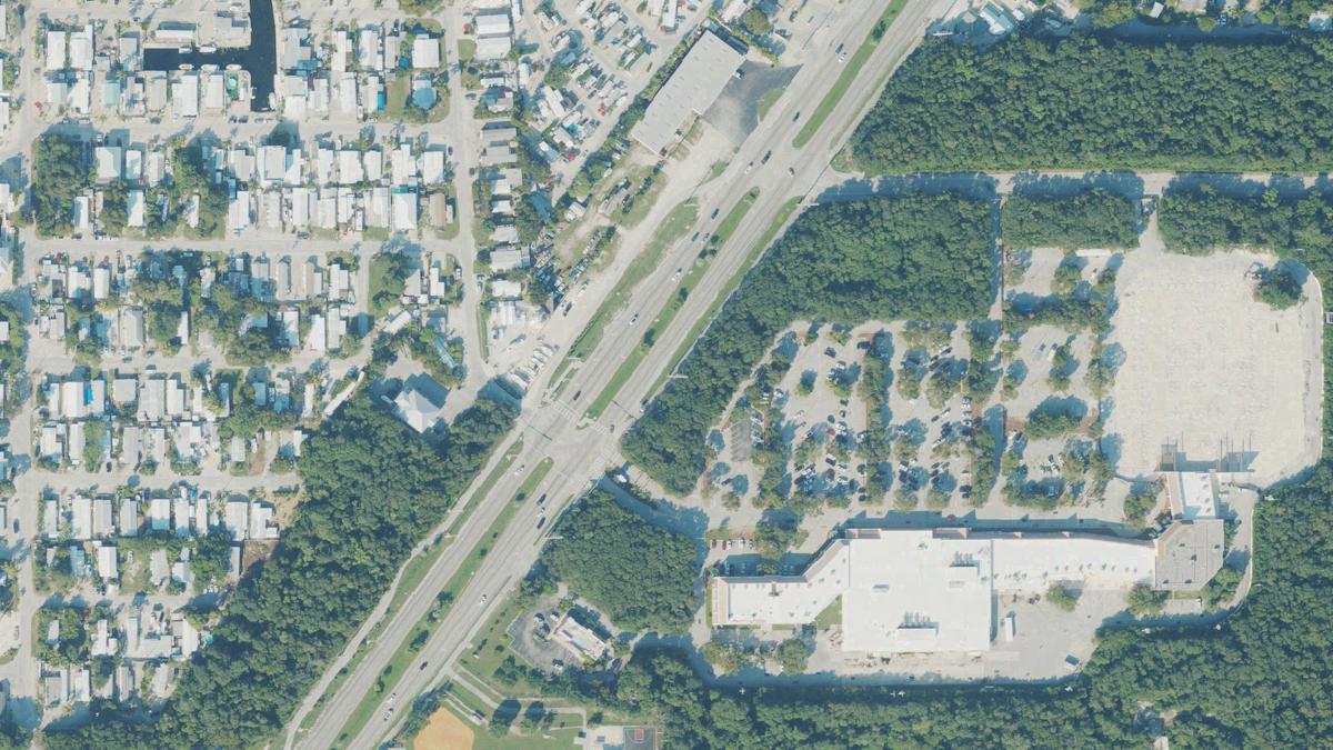 Aerial view of North Beach in Key Largo, Florida, shoreline and surroundings, USDA NAIP imagery from May 2023