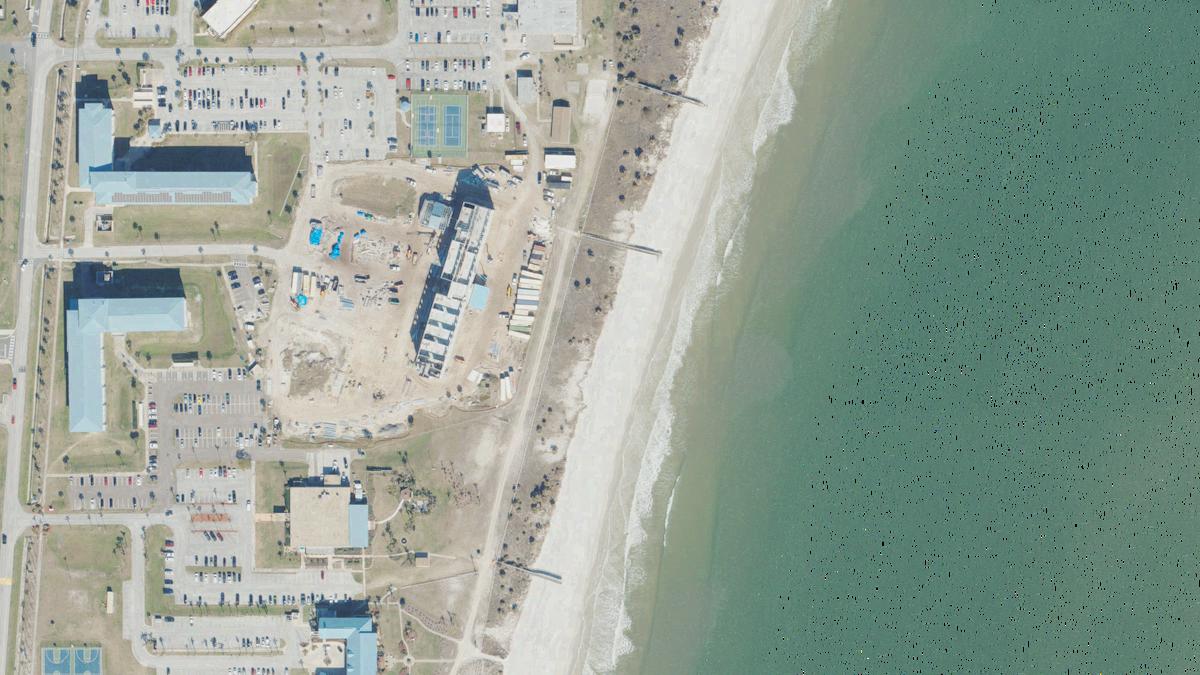 Aerial view of Seminole Beach in Jacksonville, Florida, shoreline and surroundings, USDA NAIP imagery from May 2023