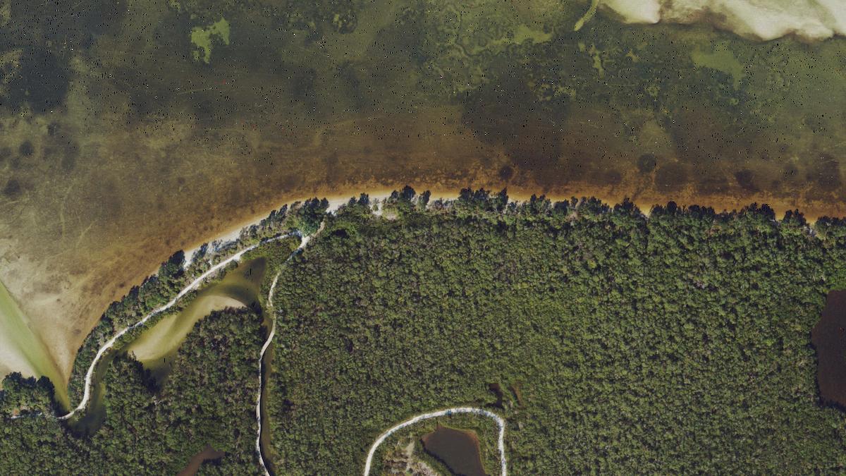 Aerial view of Seven Pines in Anna Maria Island, Florida, shoreline and surroundings, USDA NAIP imagery from May 2023