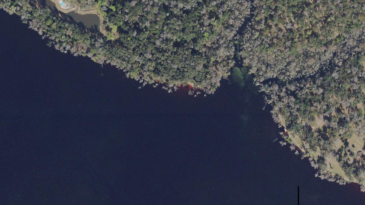 Aerial view of Shee Beach in Florida, shoreline and surroundings, USDA NAIP imagery from May 2023