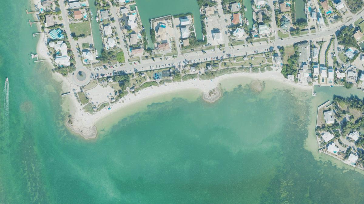 Aerial view of Sombrero Beach in Marathon, Florida, shoreline and surroundings, USDA NAIP imagery from May 2023