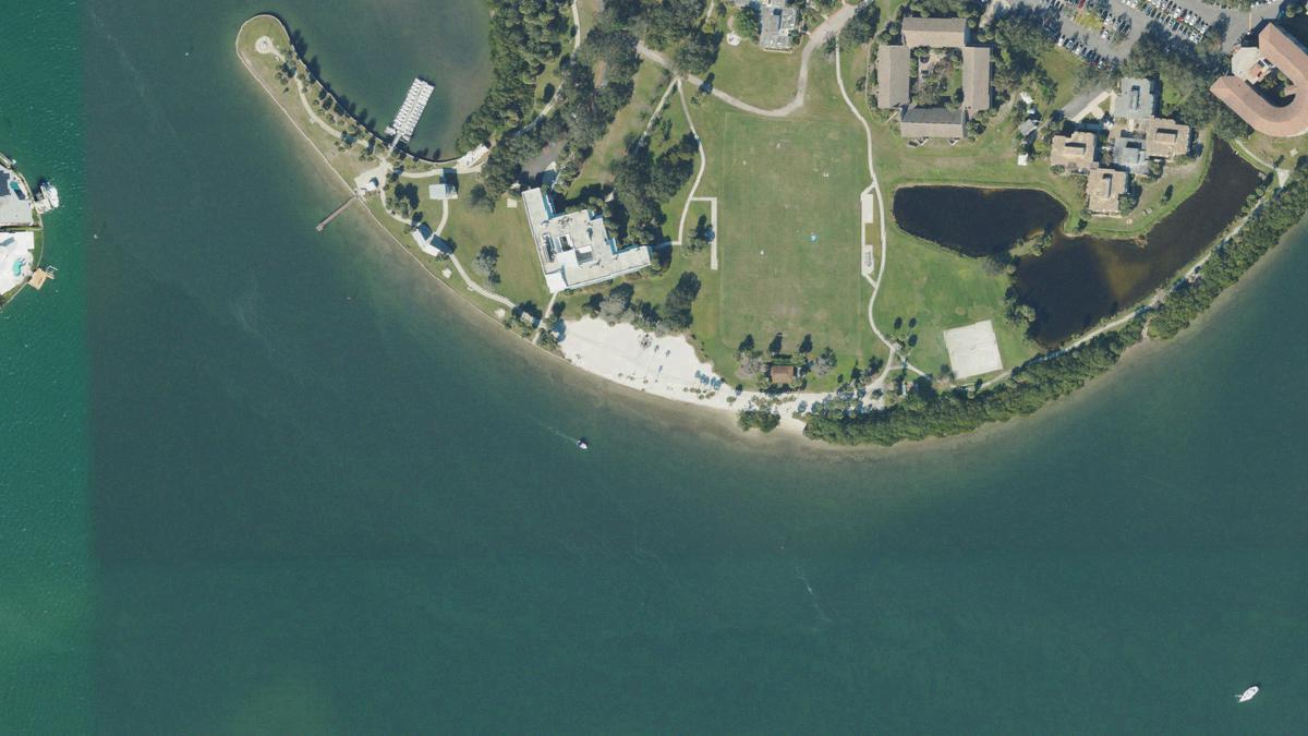 Aerial view of South Beach in St. Pete Beach, Florida, shoreline and surroundings, USDA NAIP imagery from May 2023