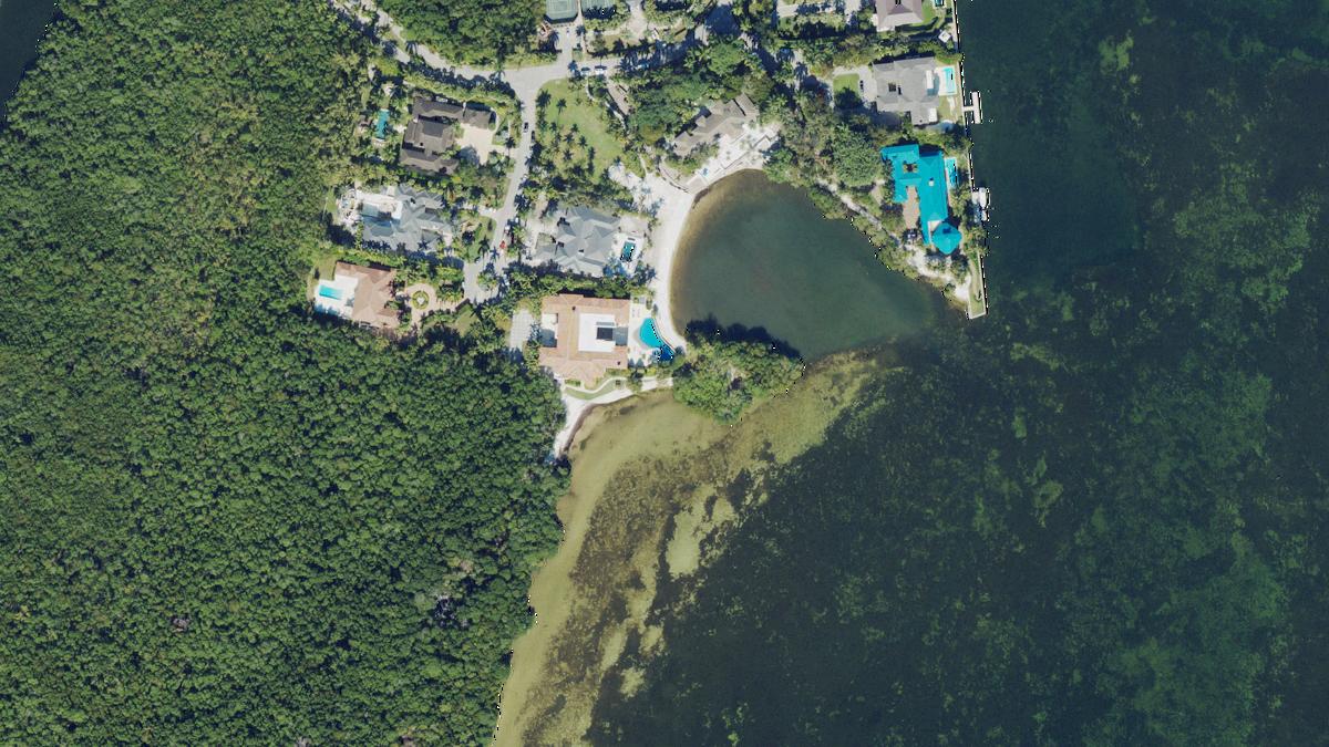 Aerial view of Tahiti Beach in Miami, Florida, shoreline and surroundings, USDA NAIP imagery from May 2023