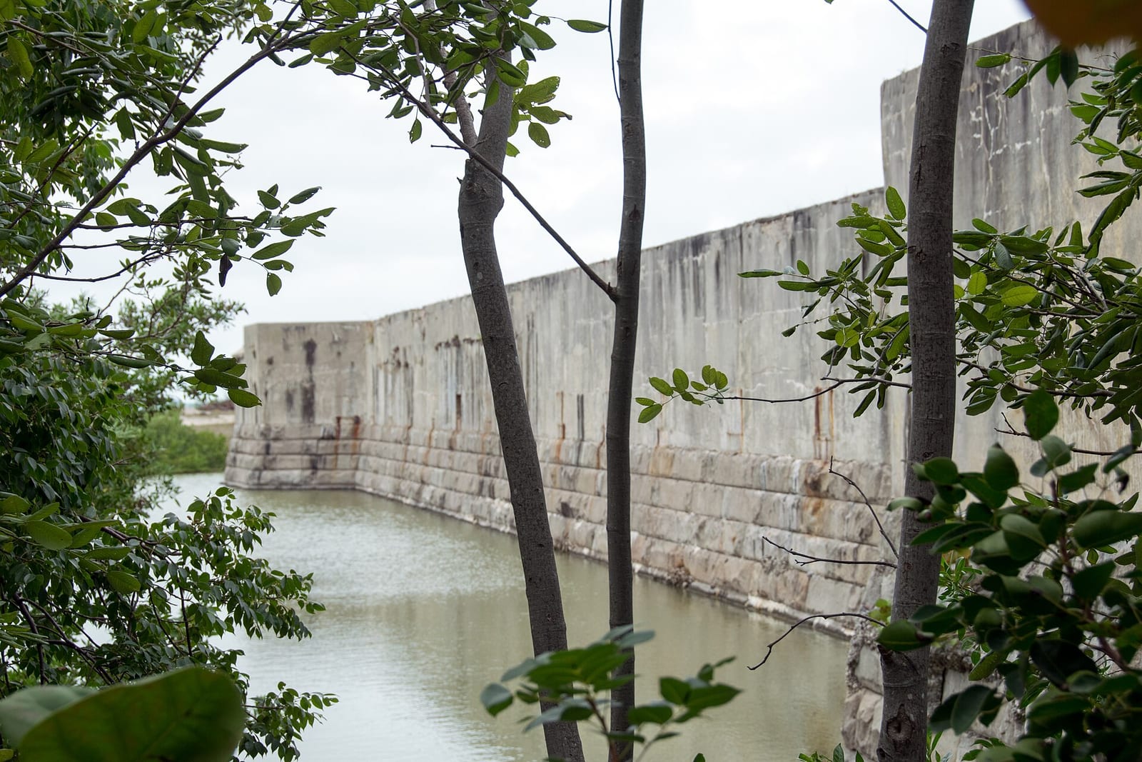 Truman Beach: concrete waterfront structure with mangroves and calm water