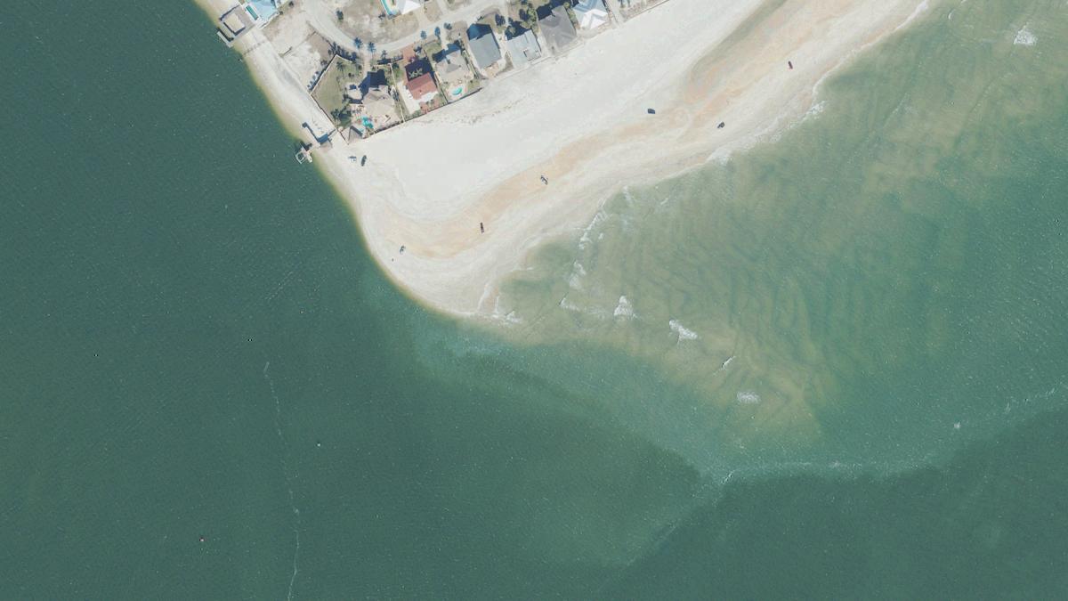 Aerial view of Vilano Point in St. Augustine, Florida, shoreline and surroundings, USDA NAIP imagery from May 2023