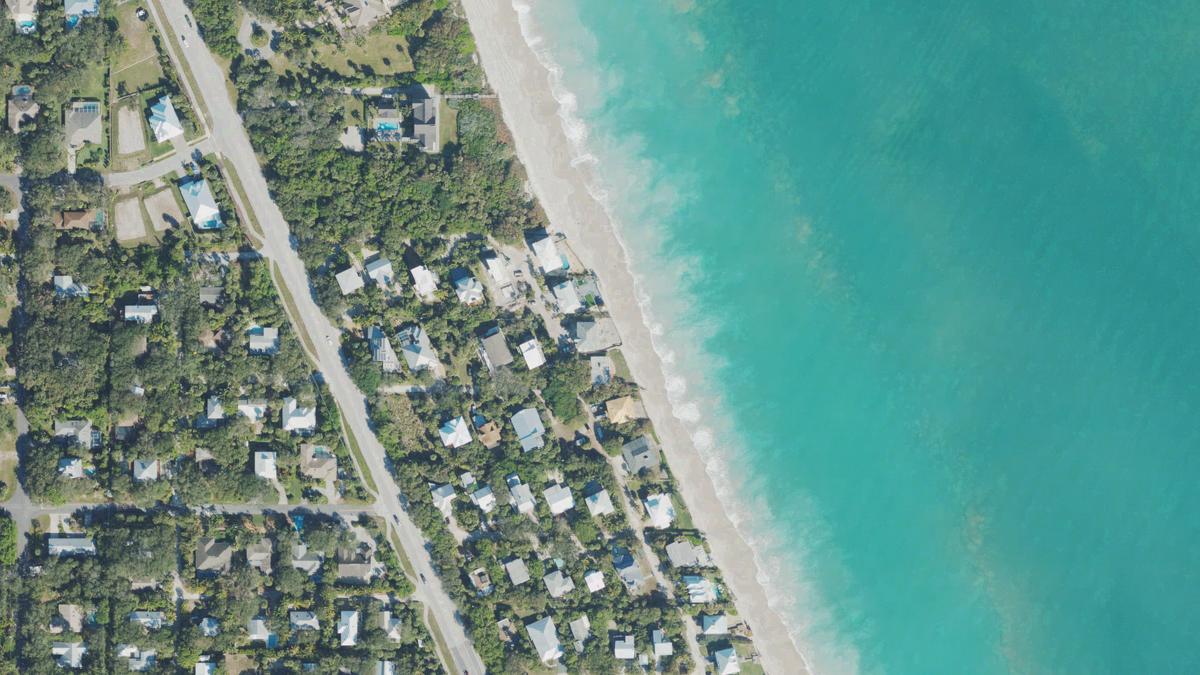 Aerial view of Wabasso Beach in Vero Beach, Florida, shoreline and surroundings, USDA NAIP imagery from May 2023